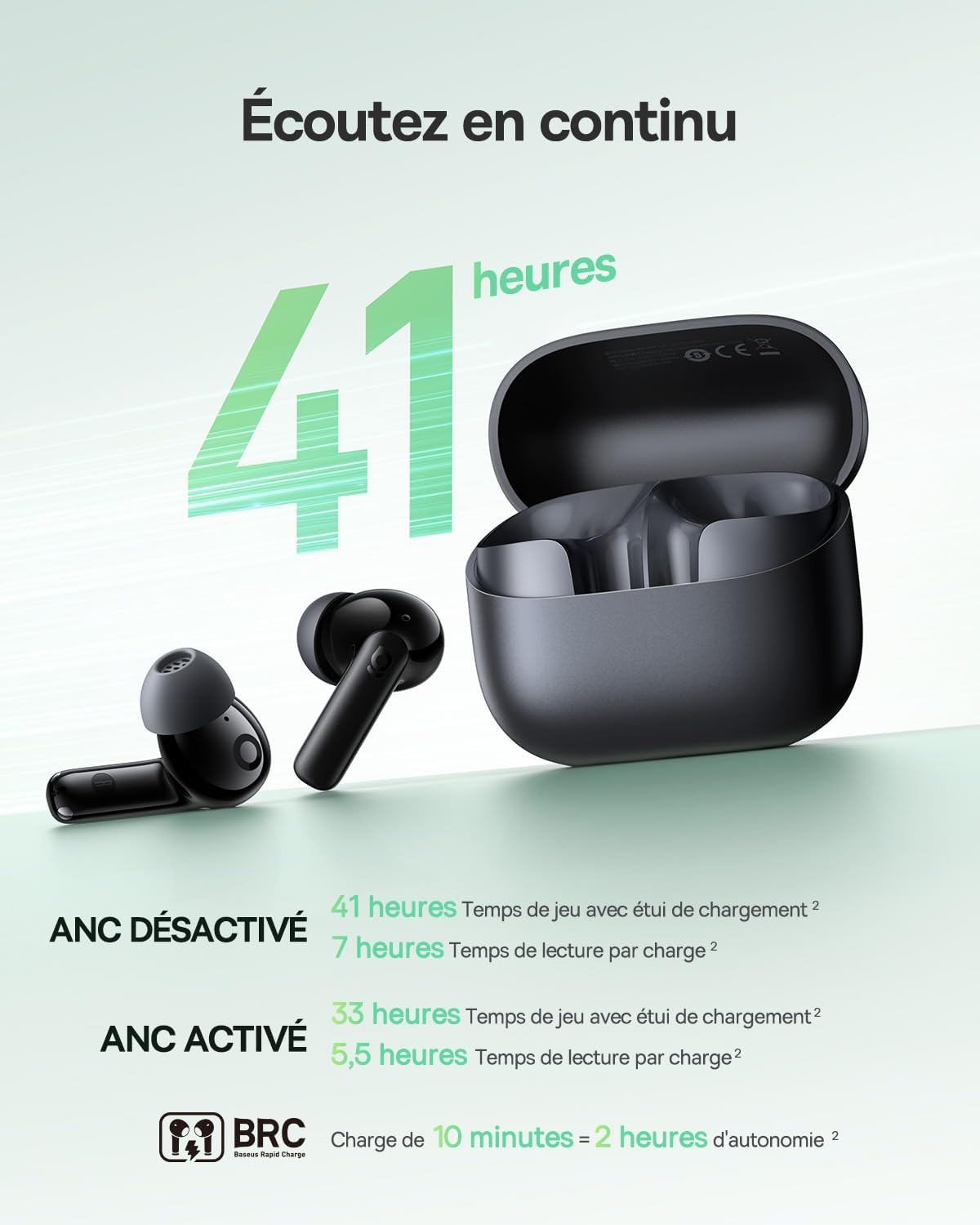 Baseus EP10 NC Earbuds 41 Hours Battery Life
