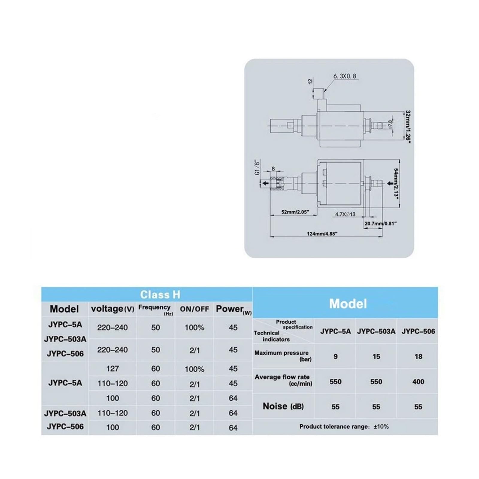 Pompe à eau électromagnétique 220V-240V 9bar 45W auto-amorçant compatible Jiayin JYPC-5 AC