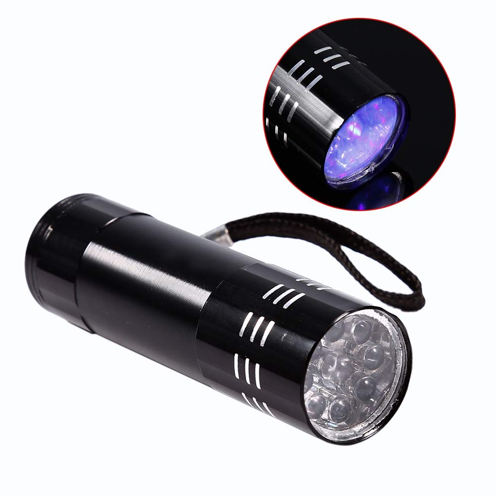 SUNGOOYUE Podświetlenie Detektora LED, 9 LED Ultra Violet UV Lampa Lampa dla Zwierząt do Zwierząt Moczowych na Dywan lub podłogę
