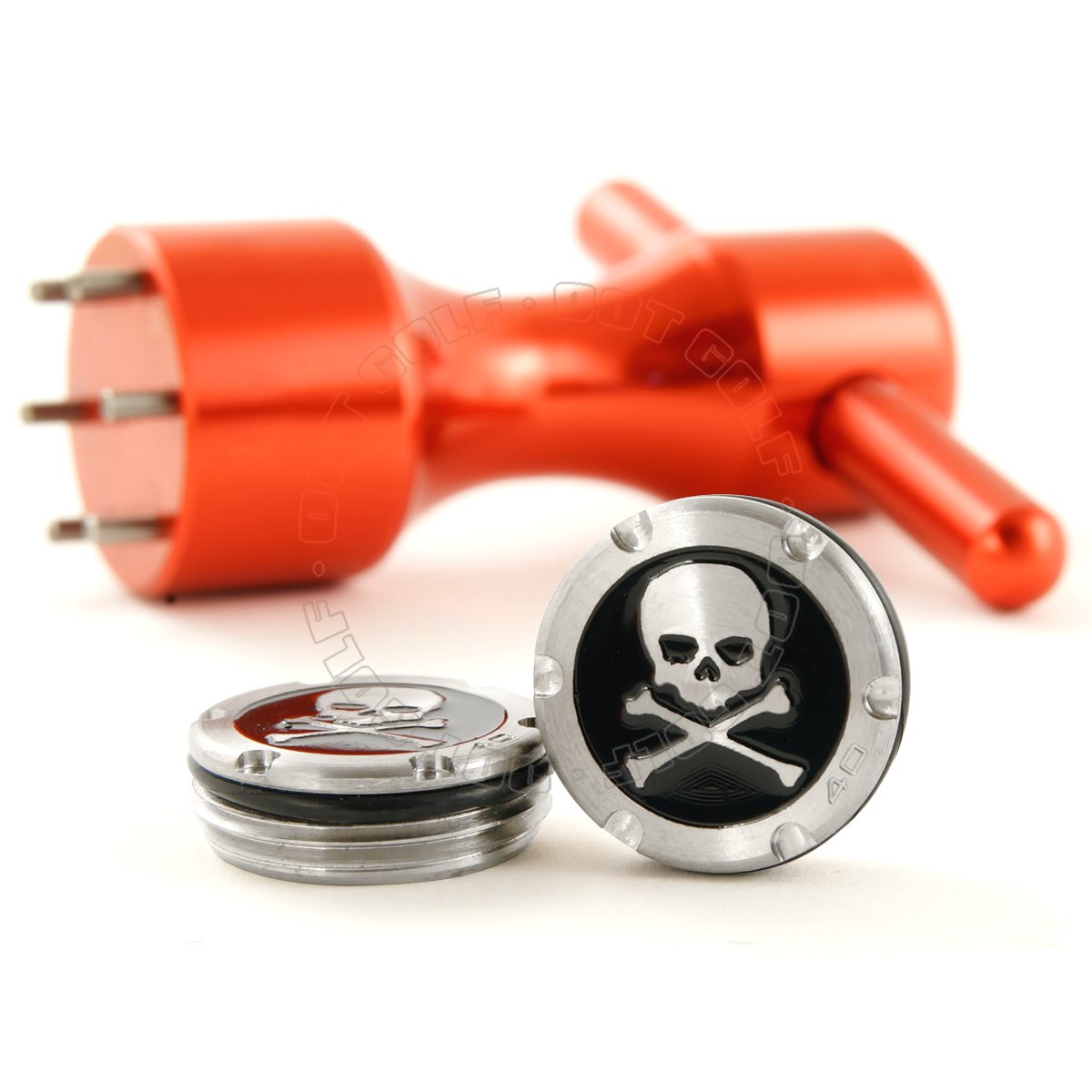 19th Hole Custom Shop 2 of 40g Deluxe Tour Style Weights for Scotty Cameron Putters + Wrench, Skull, Black (Red)