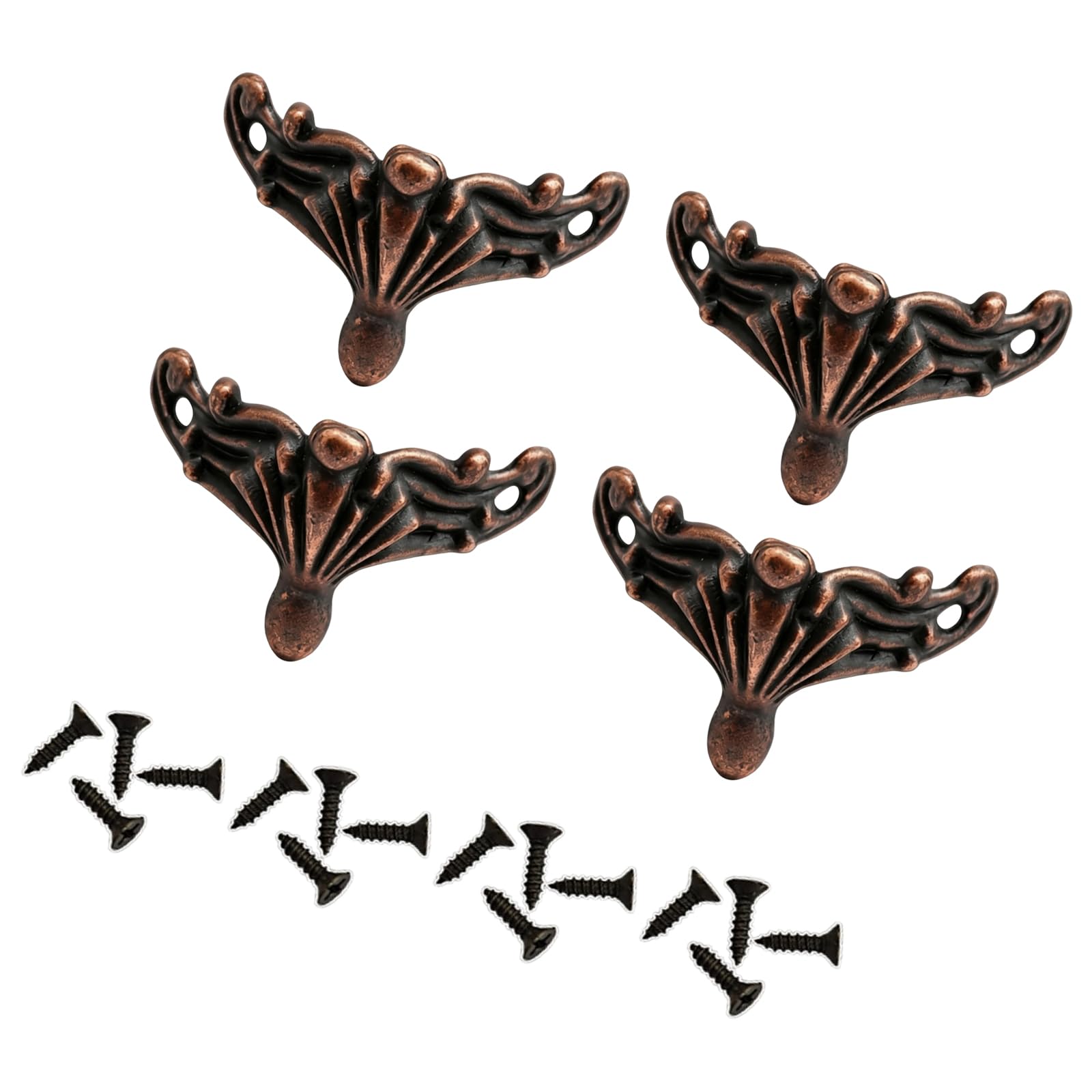 Pangboer B Ox Repair Corner Feet Zinc Alloy Hardware 4 Piece Set With Screws For Wooden Oxes And Jewelry Ox Corner Decorative Feet Hardware Jewelry Wooden Repair Zinc Alloy Legs Restoration Screw