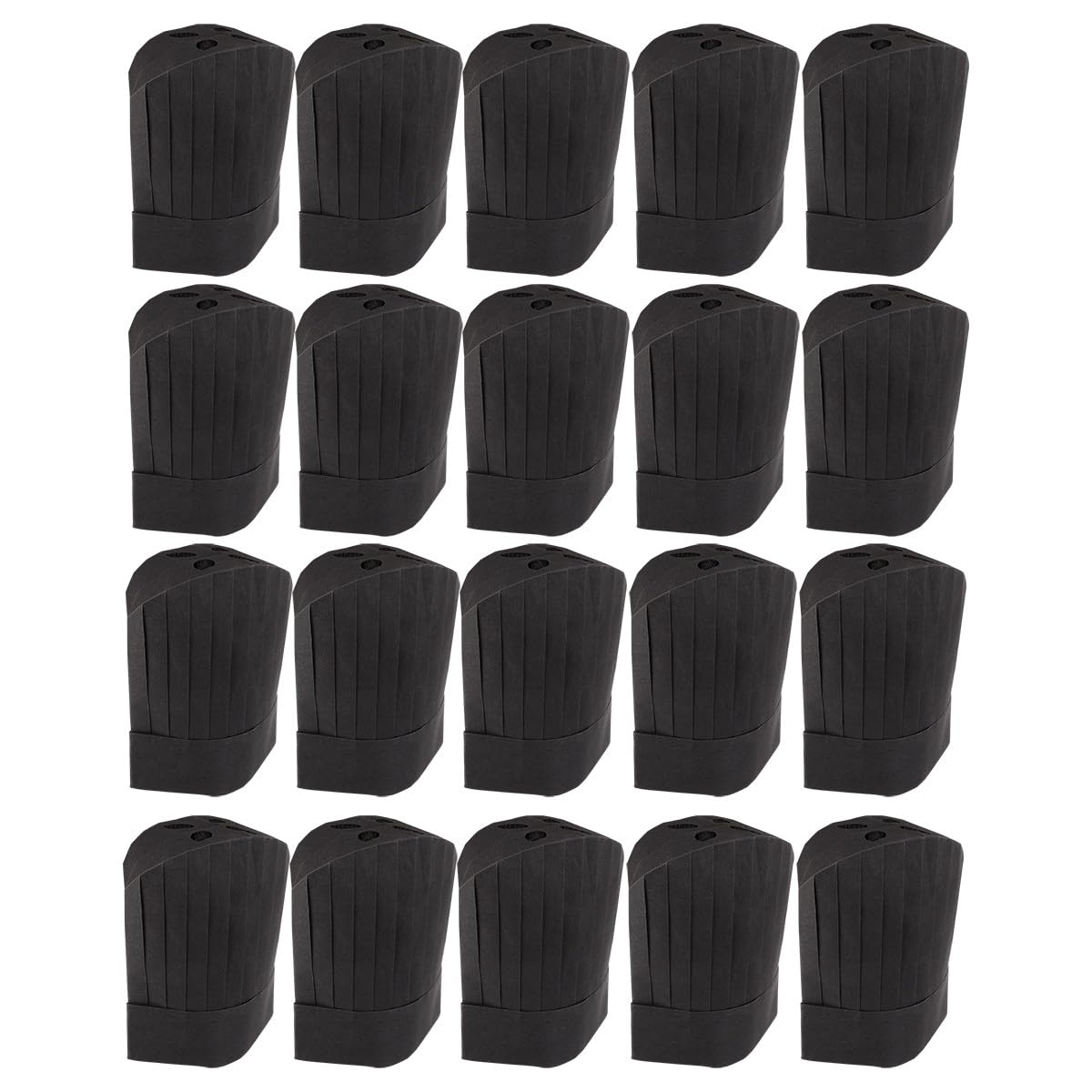 Milisten Gorros de Chef Desechables 12 Pulgadas Alto, 20 Piezas, Sombrero de Cocina Unisex de Papel Biodegradable 28x30 Cm para Trabajo en Cocina Profesional y Restauración