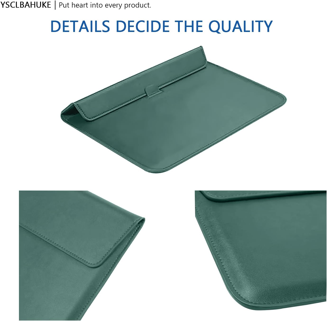 PU Leather Laptop Sleeve with Stand for MacBook NEO 2026 13 inch (A3404, A18 Pro Chips) 2026 Air13 M5 A3439 M4 A3240 M2 M3 A2681 A3113 Pro13 A2289/A2251/A2338 M1 M2 2012-2017，Dark Green