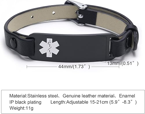 Miniatura 2 de MEALGUET Pulsera de identificación médica para mujer pulsera de alerta médica de acero inoxidable con grabado gratuito