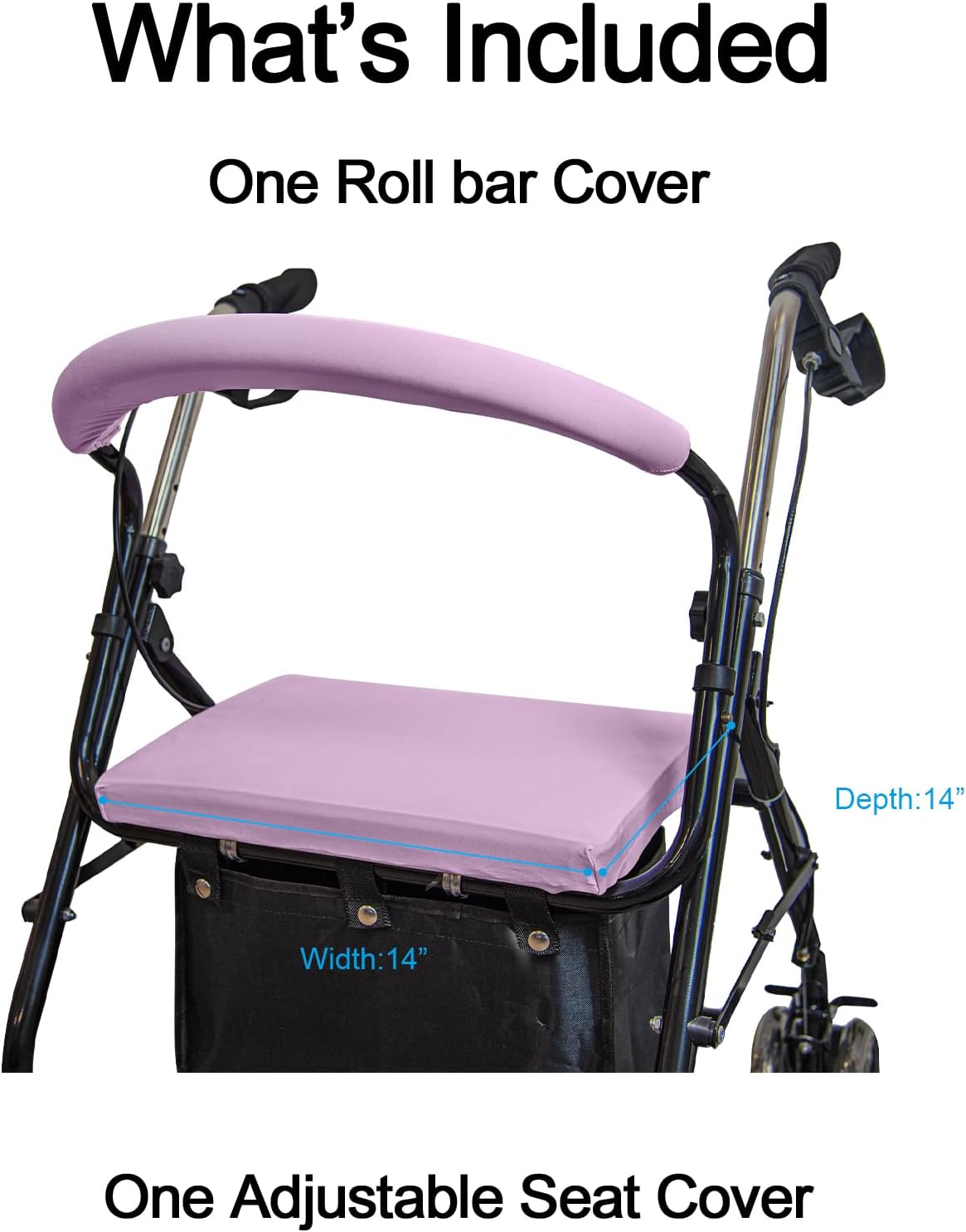 Universal Rollator Walker Seat and Backrest Rollbar Covers Set Adjustable Soft Walker Cover Accessories Unisex