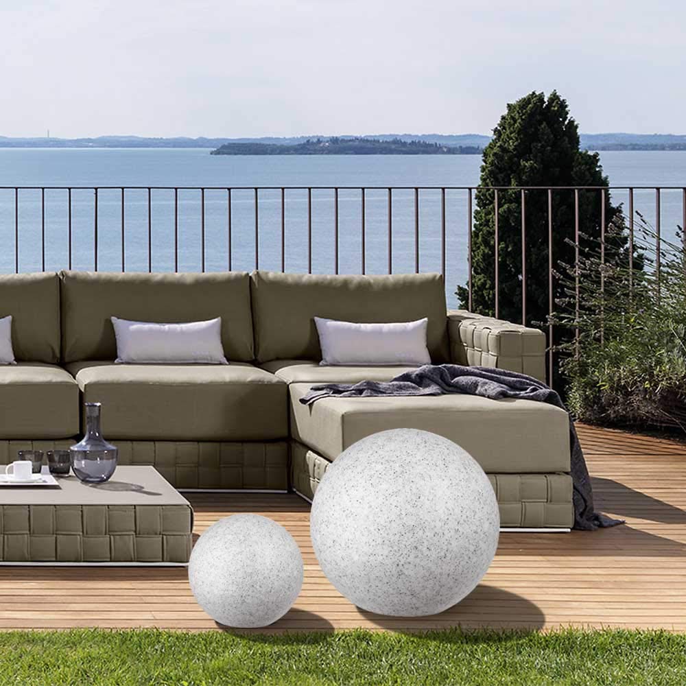 BAKAJI Lampada Design Sfera da Giardino Diametro 40 cm Luce Illuminazione Esterno da Terra o Tavolo Attacco E27 Lampadina Max 35 W Decorazione Effetto Pietra con Picchetti di Fissaggio Terreno
