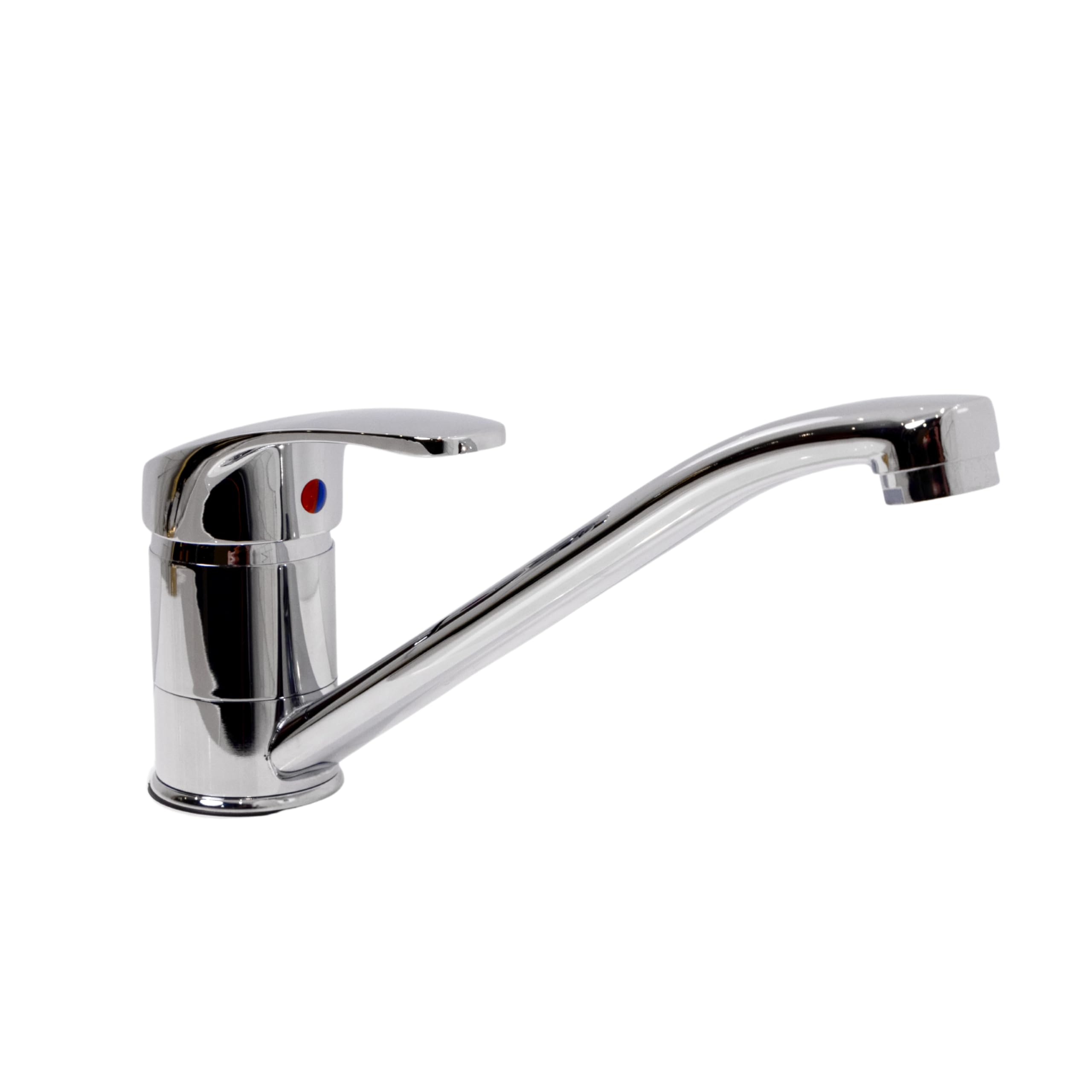 Flode Chrome Single Lever Kitchen Mixer Tap – Monobloc Sink Tap With Swivel Spout – 200Mm Reach – Modern Hot & Cold Lever Kitchen Tap