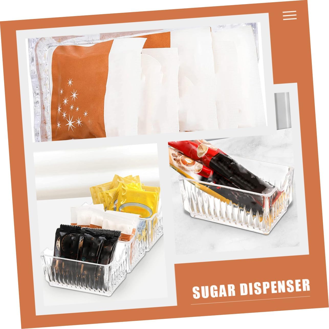 Cabilock 4pcs Acrylic Tea Bag Holder Organizer Sugar Bag Containers Lids for Kitchen Pantry