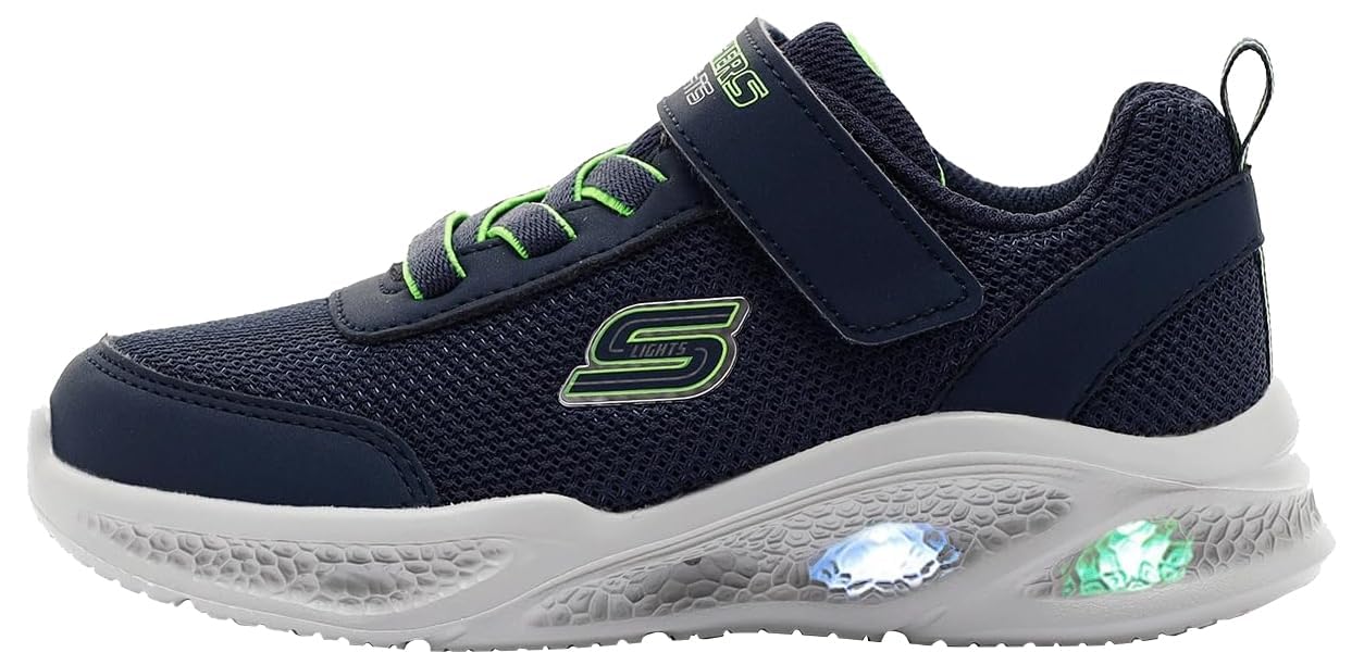 Skechers Boys Meteor-lights Trainers, Navy, 4 UK