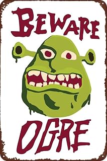 Metal Tin Sign Cuidado Ogro Shrek Beware Ogre Poster Novelty Home Club Room Man Cave Wall Decor Art Print 8inch*12inch