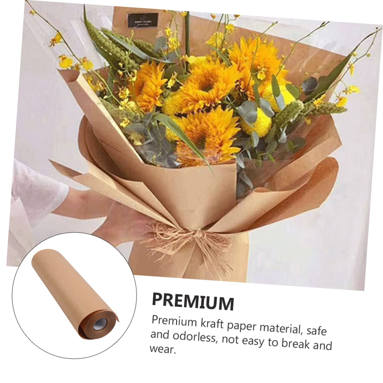 KONTONTY Papier Kraft Marron Rouleau 45cm X 30m, Surface Lisse, Résistant la Déchirure, pour Emballage Présent et Artisanat Bouquet