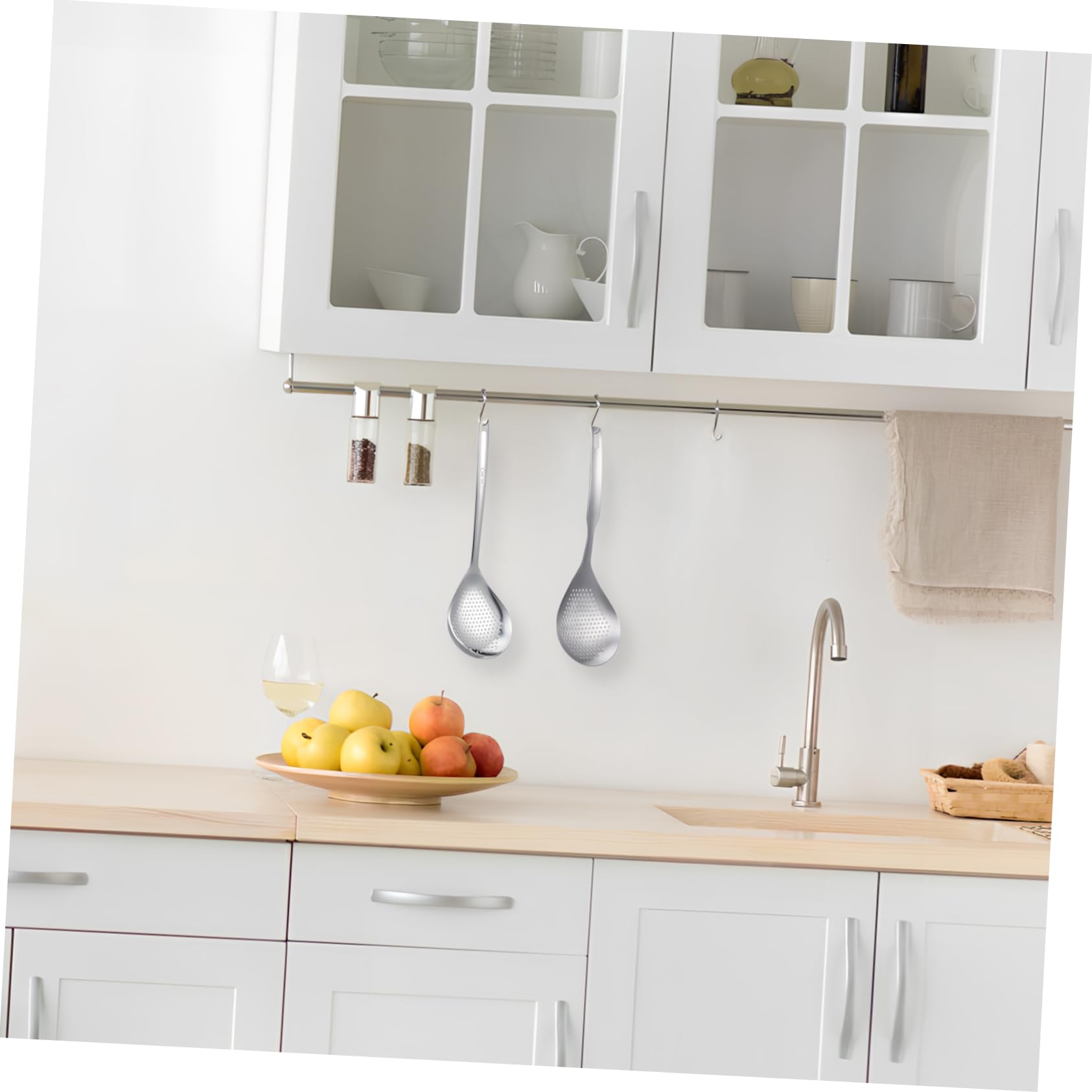 OKUMEYR 2pcs Stainless Steel Skimmer Spoons Fine Mesh Strainers with Extended Handles for and Straining for Hot Pots and Frying