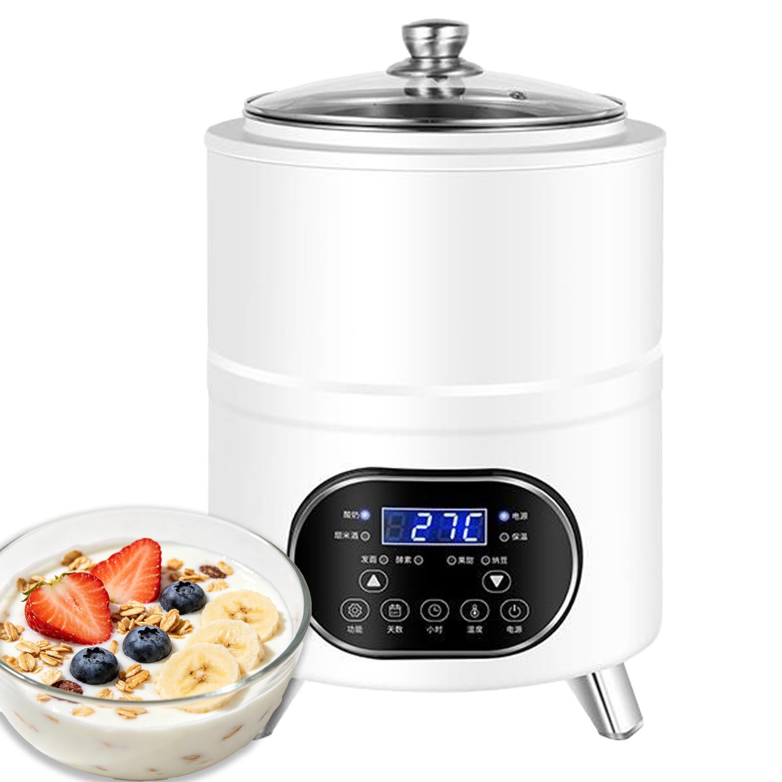 Jogurtownica o Dużej Pojemności Maszynka do Jogurtu 12L ze Stali 304 z 6 Trybami na Enzymy i Natto w Kuchniach Komercyjnych i Punktach Gastronomii Pro White-8L