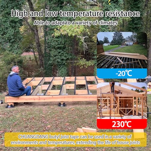 Image of Black Deck Joist Tape,2inx50ft,6-Pack,Joist Tape Decking,Decking Tape | Joist Deck Tape for Joist, Roofs Beams,RV,Doors, and Fences,Waterproof Butyl Joist Tapes,Anti-Corrosion,Weather-Resistan