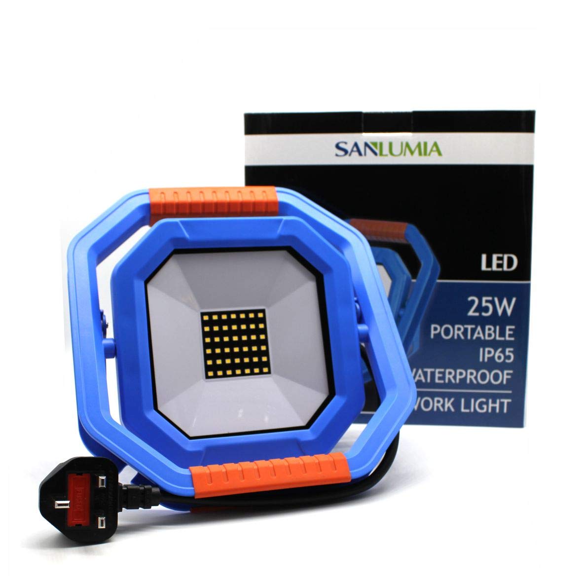 25W LED Work Light, Portable & Foldable Floodlight, IP65 Waterproof 240V Construction Light for Garage Workshop, 5000K Daylight White, Non-Rechargeable