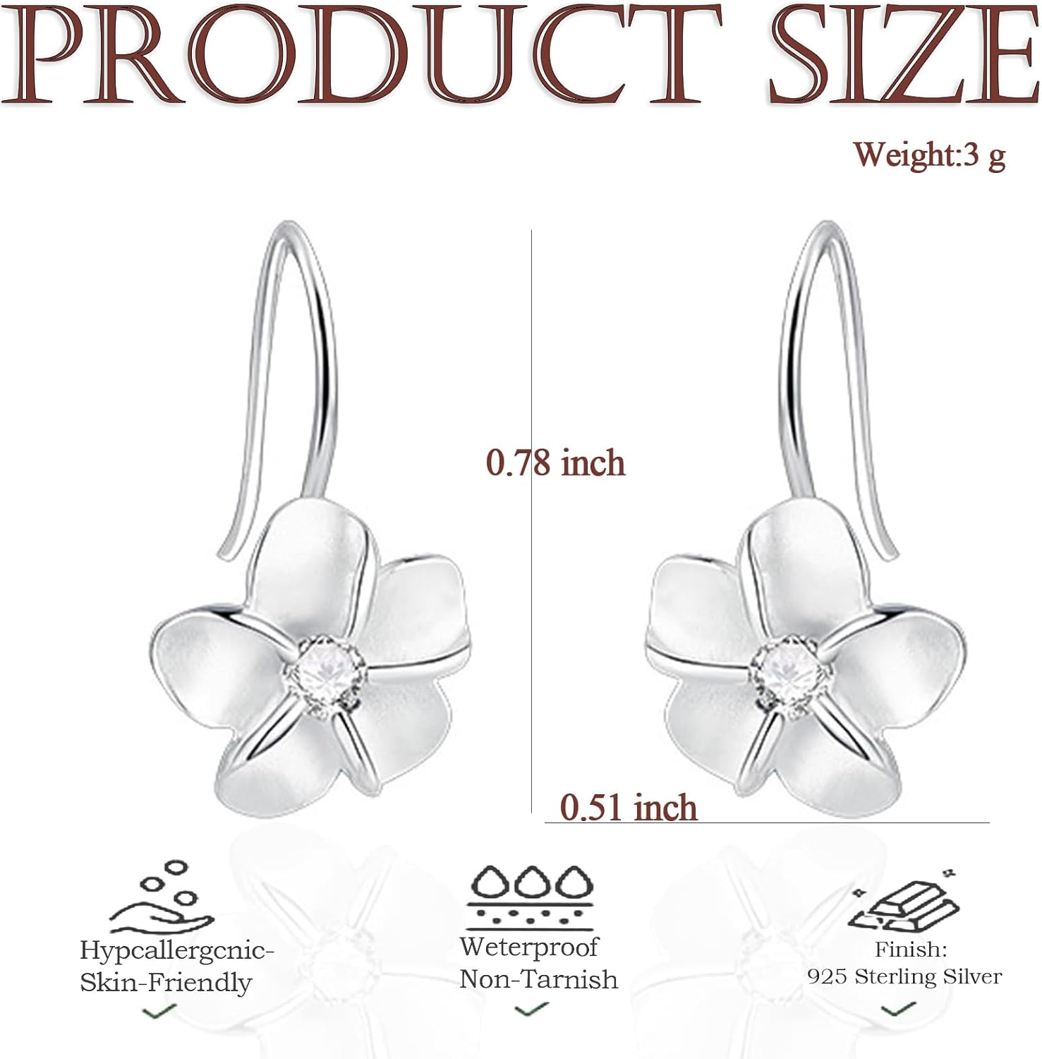 925 Sterling Silver Plumeria Flower Hoop Earrings for Women – 18K Gold Plated Hypoallergenic Dangle Earrings, Lightweight Leverback Jewelry for Sensitive Skin, Valentine’s Day Gifts - Image 3