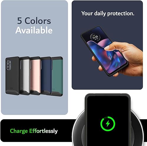 Miniatura 7 de TUDIA DualShield Merge - Funda protectora para Motorola Edge 2022, a prueba de golpes, grado militar, delgada, antideslizante, de doble capa,