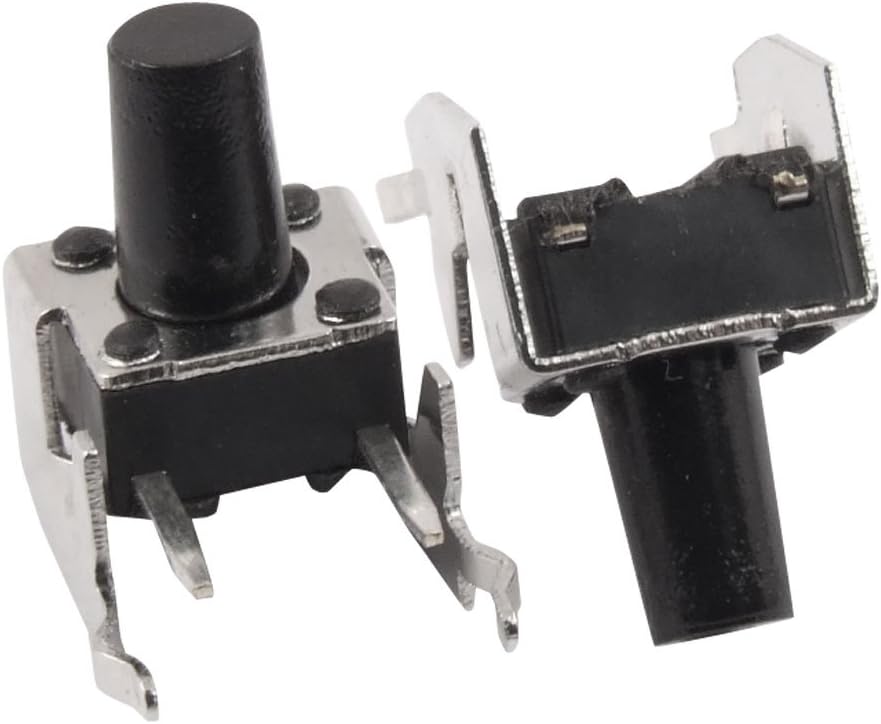 Sourcingmap 2 Momentary Right Angle Tactile Push Button Switch, 6 mm x 6 mm x 9 mm, Black