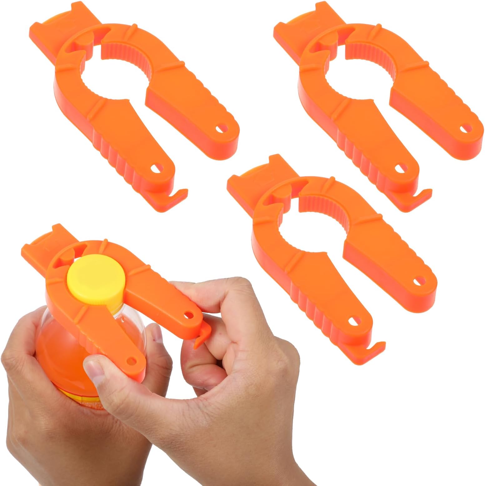 Orange Plastic Bottle Cap Opener,3 Pack Water Bottle Opener,Soda Can Opener,3 in 1 Multi-Purpose Water Bottle Opener for Arthritic Hands,Seniors