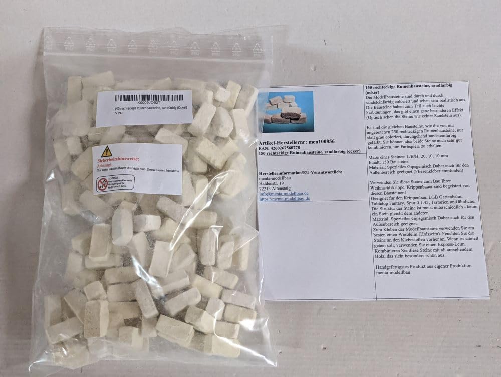 150 mattoncini rettangolari, color sabbia (ocra)