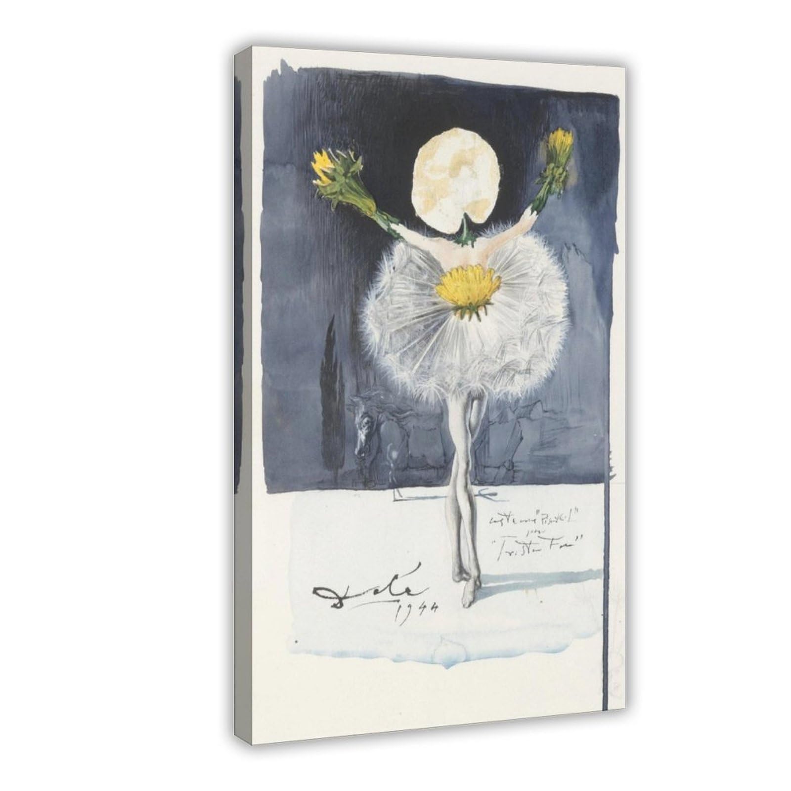 WCYB Salvador Dali Dance of The Dandelion - Vintage Surrealist Giclée Prints Posters Canvas Deco Paintings Wall Art For Office Living Room Hangable Frame 2