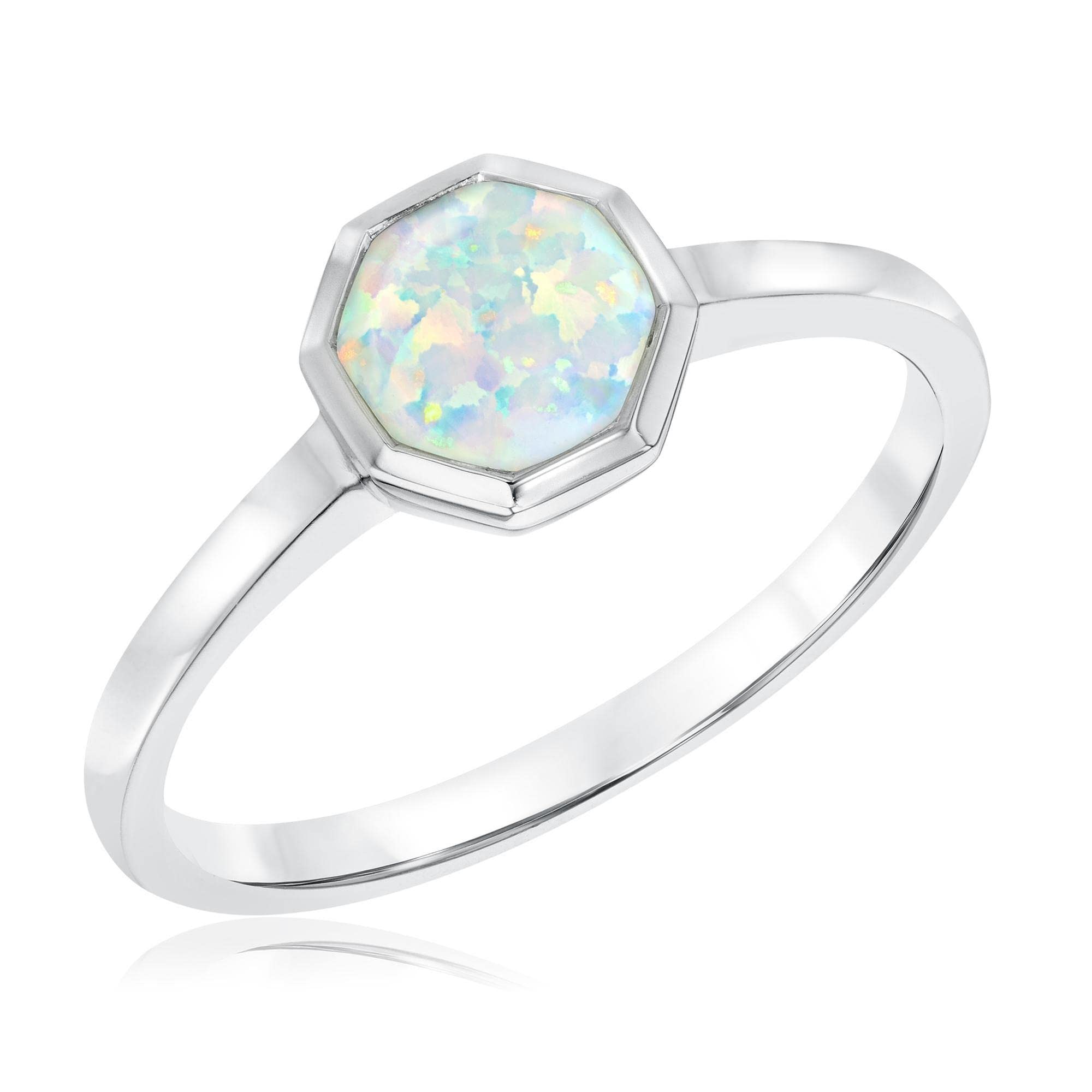 REEDS Exclusive Stop Collection Octagon Created Opal Ring - Size 8