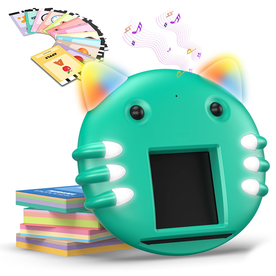 Mirana Talking Kitty – Montessori Educational Flash Cards – Interactive Learning Toy for Kids Boys Girls – Multiple Game Modes Alphabet & Math – USB Type-C Rechargeable – Age 2+ Years (Green, Medium) Toy Review India (Iknoor World )