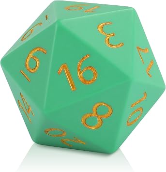 Giant 55mm D20 Resin Dice for RPG & Tabletop Gaming | Precision-carved gold numerals, 6&9 marked, velvet pouch for TTRPG,weddings, birthday partyGreen