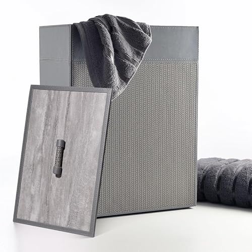 Spread Spain-Riggiani Premium Laundry Hamper Basket with Lid – 49x36x26 cm Foldable & Durable Grey Leatherite Finish Spacious Storage for Clothes Toys & Linens – Home & Bathroom Organizer Pack of 1 Spread Spain-Riggiani Premium Laundry Hamper Basket with Lid – 49x36x26 cm Foldable & Durable Grey Leatherite Finish Spacious Storage for Clothes Toys & Linens – Home & Bathroom Organizer Pack of 1