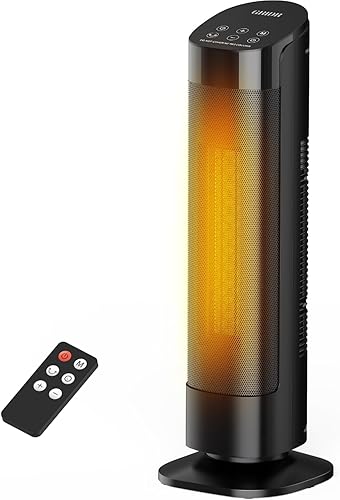 1500W Space Heater, Portable Electric Heaters for Indoor Use with Thermostat and Remote, 3 Modes, 35dB Quiet, 12H Timer, PTC Ceramic Fast Safty