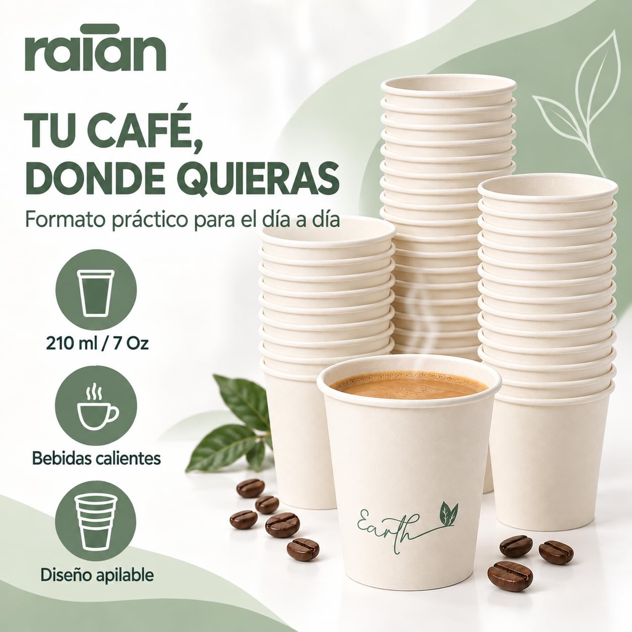 raian Jednorazowe tekturowe kubki do kawy 210 ml do Cappuccino 1000 szt