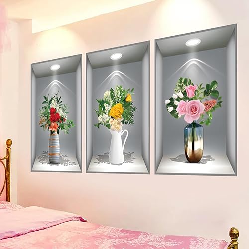 Miniatura 8 de Calcomanías de pared de plantas verdes 3D, calcomanías de pared de plantas verdes 3D, calcomanías de pared de flores 3D, vinilo creativo para