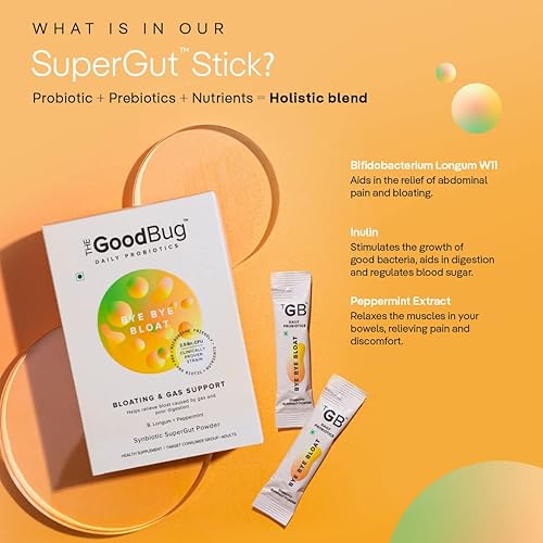 Miniatura 3 de The Good Bug Prebióticos + probióticos para la salud intestinal para hombres y mujeres, ayuda con la salud digestiva, aumenta la inmunidad con menta