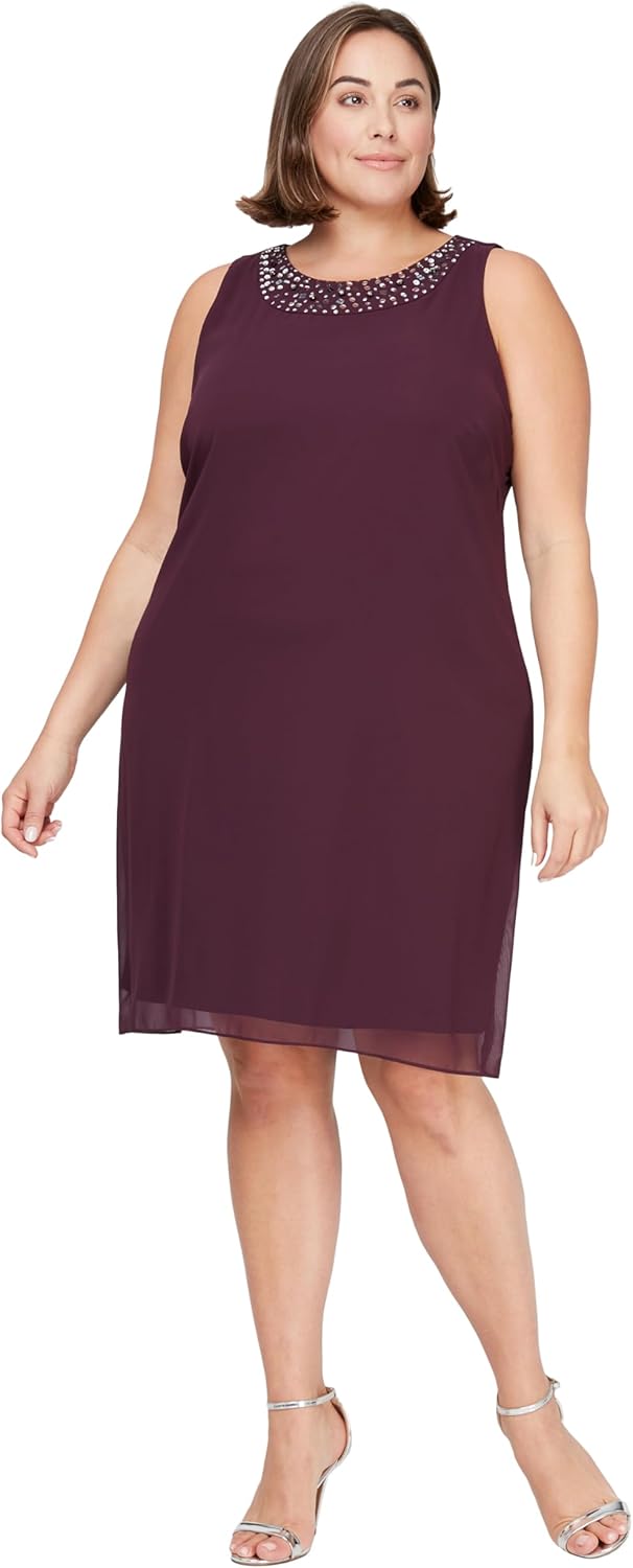 S.L. Fashions Women's Plus Size Chiffon Tier Jacket Dress with Beading Detail - Image 3