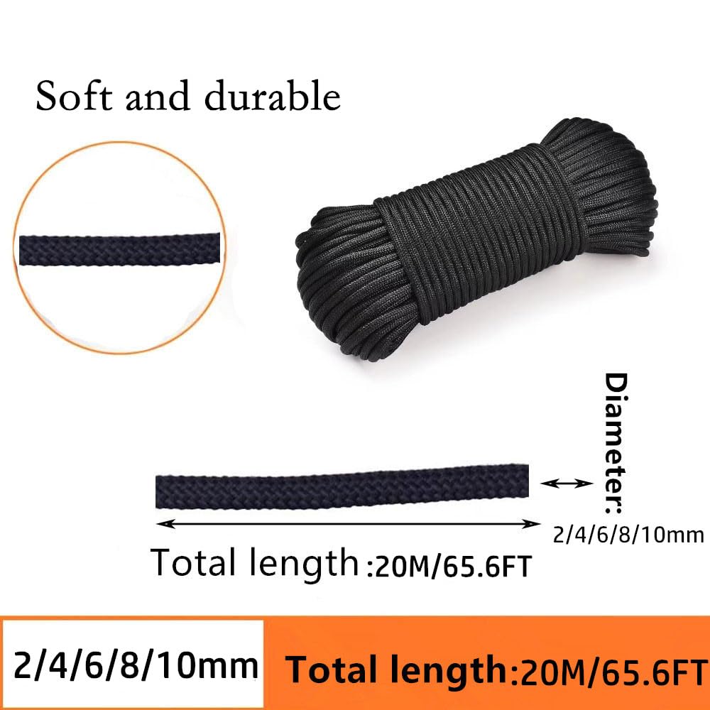 Angeer Cavo Di Seta Rattail In Nylon - Corda Multiuso Resistente, Diametri 2/4/6/8/10 Mm, Lunghezza 30m, Colori Assortiti - 3