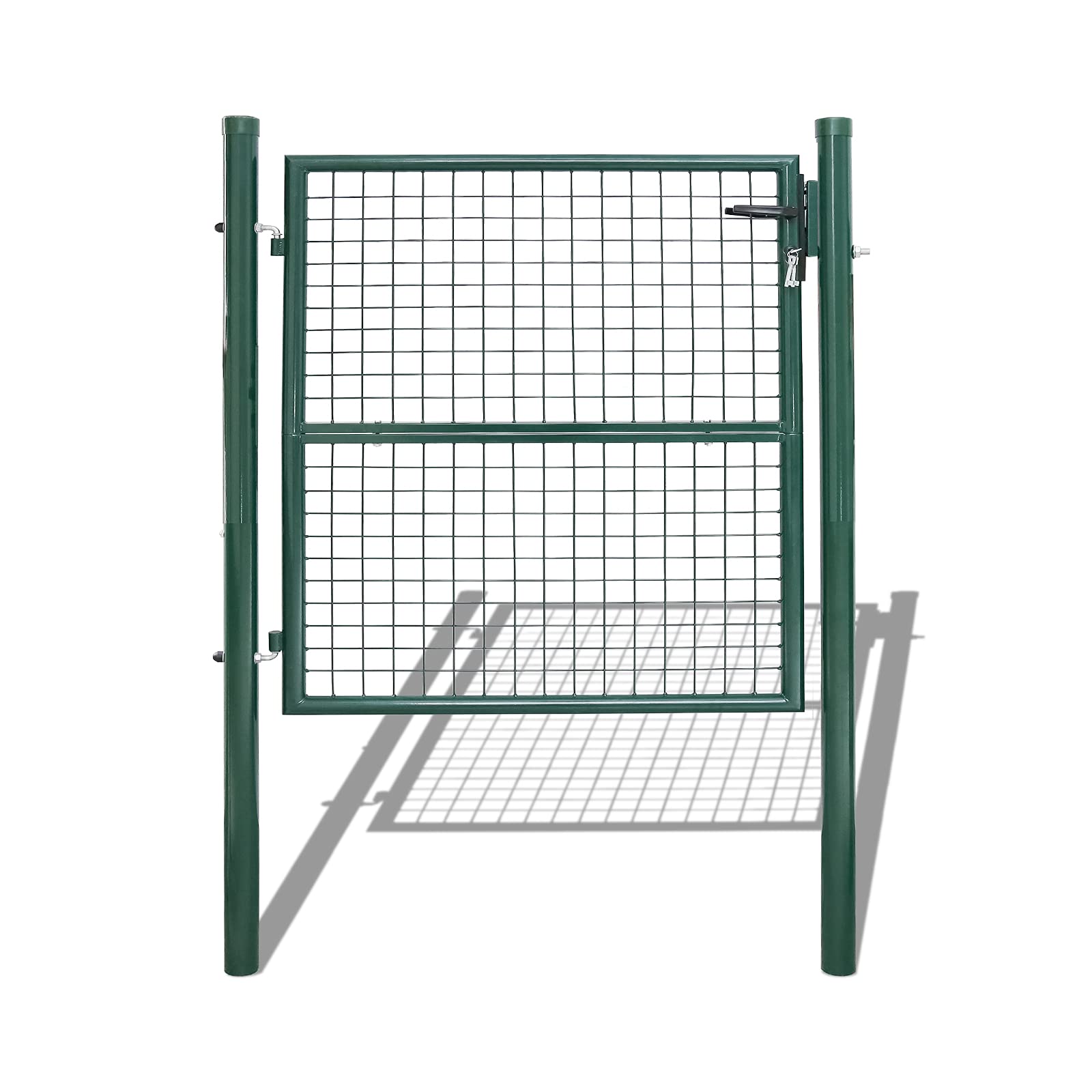 Puerta de jardín de acero galvanizado, puerta de jardín, puerta de patio, puerta de valla, verde, con cerradura y picaporte (100 x 100 cm)