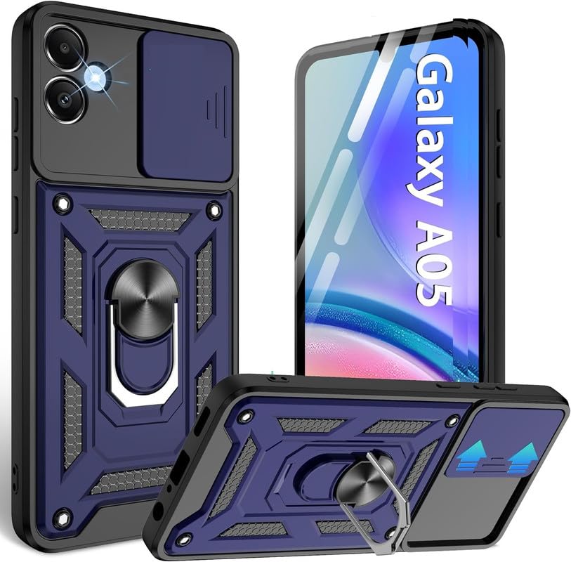SmartPoint Shutter Ring Case for Samsung Galaxy A05, Military Grade Protection Phone Case with Slide Camera Cover/Rotation 360 Ring Stand Hard Case for Samsung Galaxy A05 - Blue (B0CW9VQKCM) Amazon Price History, Amazon Price Tracker