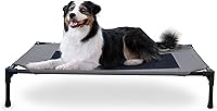 K&H Outdoor Elevated Dog Cot for Large Dogs - Breathable Cooling Pet Bed, 200lb Capacity, Portable Washable Mesh, 42x30in Gray