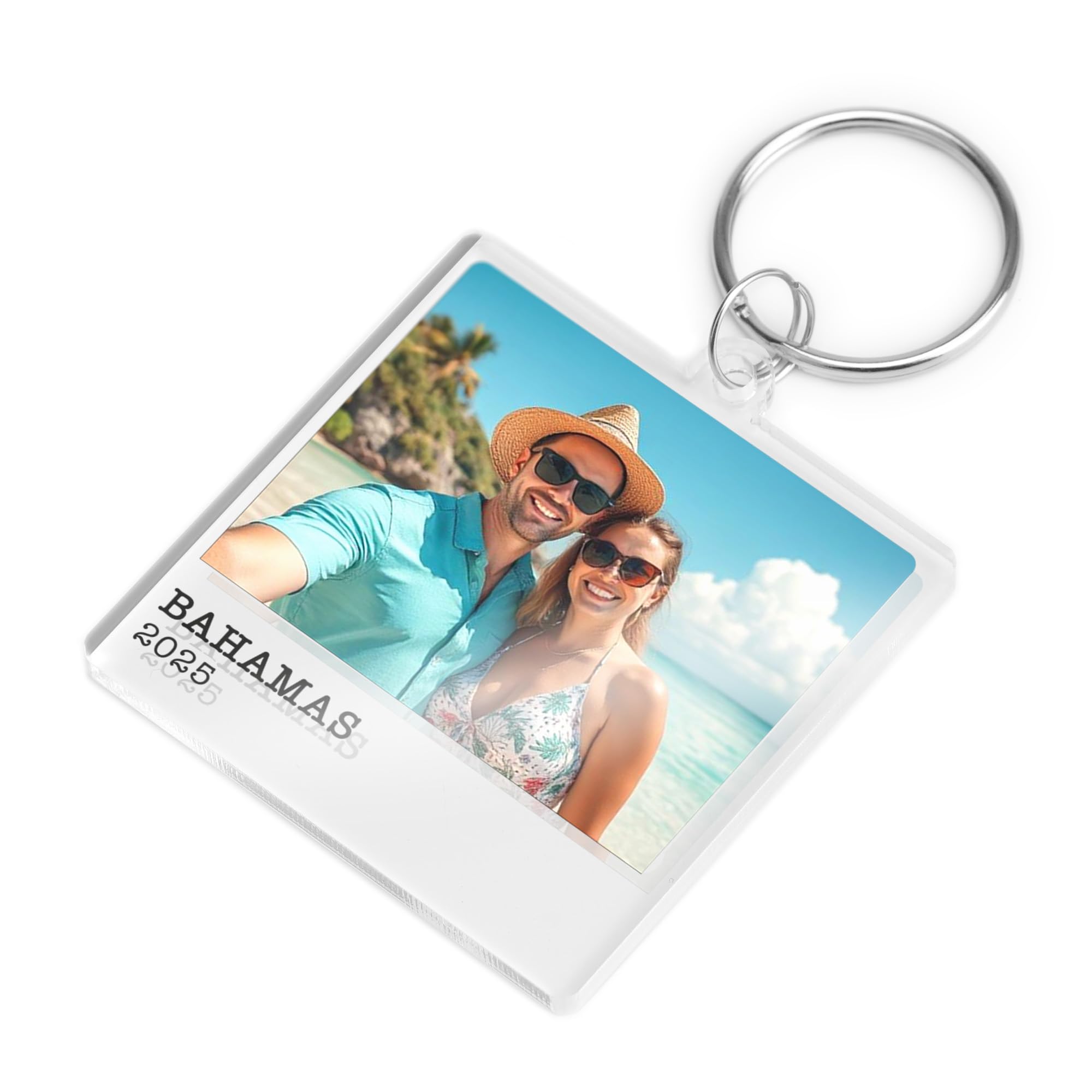 A1 Graphics Ltd Custom Polaroid Photo Keyring – Personalised Acrylic Picture Keychain with Text