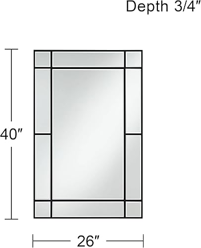 Miniatura 4 de Noble Park Barrett - Espejo de pared rectangular decorativo de vidrio biselado moderno, marco de madera negro mate, 26 pulgadas de ancho para baño,