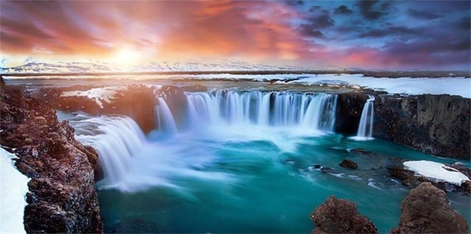 Diamond Painting Kits for Adults,Large 5D DIY Waterfall Landscape Diamond Art Kits Beginners Full Drill Round/Square Diamond Painting Rhinestone Embroidery Gem Art for Home Decor Gift 60x120cm/24x48in