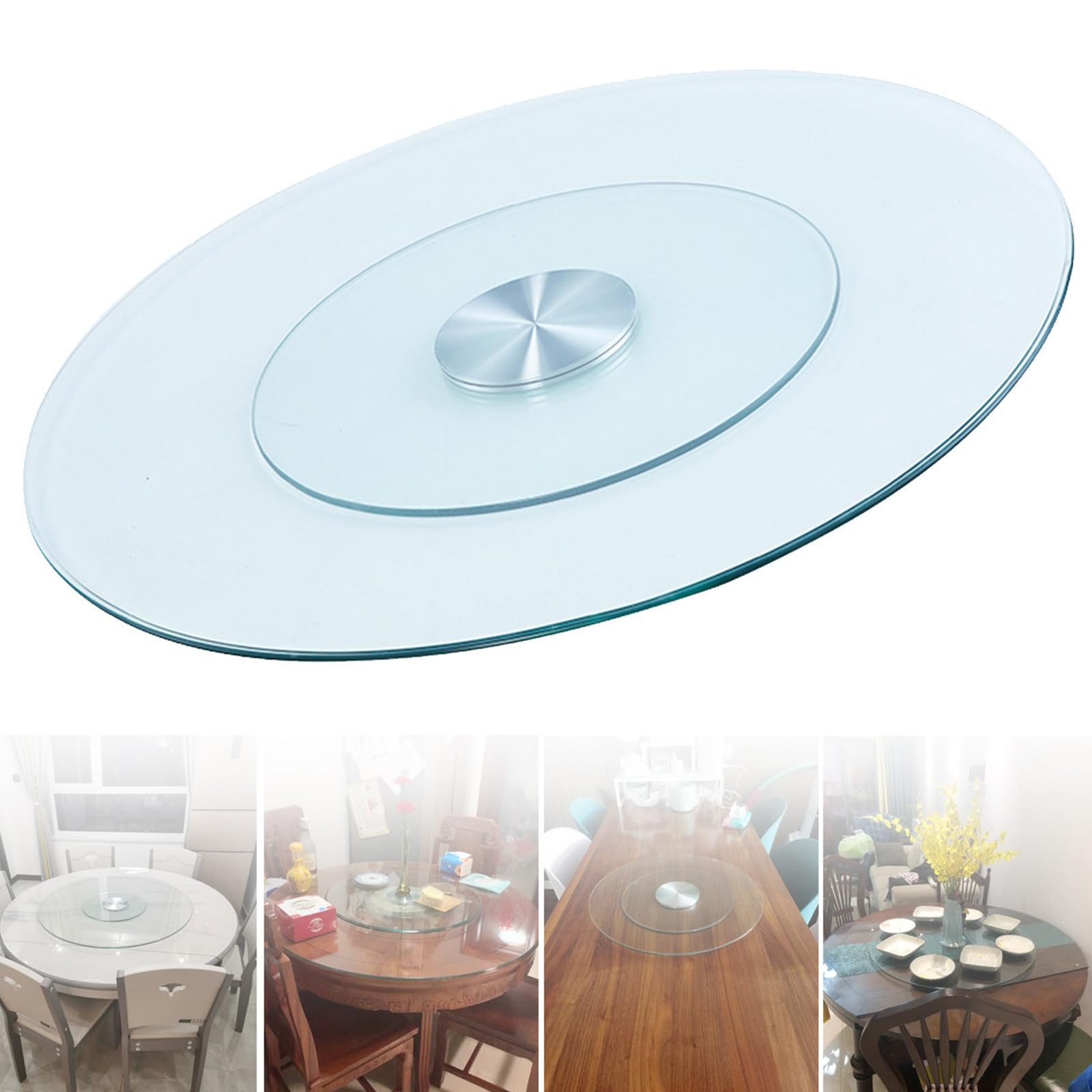 FANGQMM Clear Glass Lazy Susan Turntable for Dining Table 100cm/39.3in