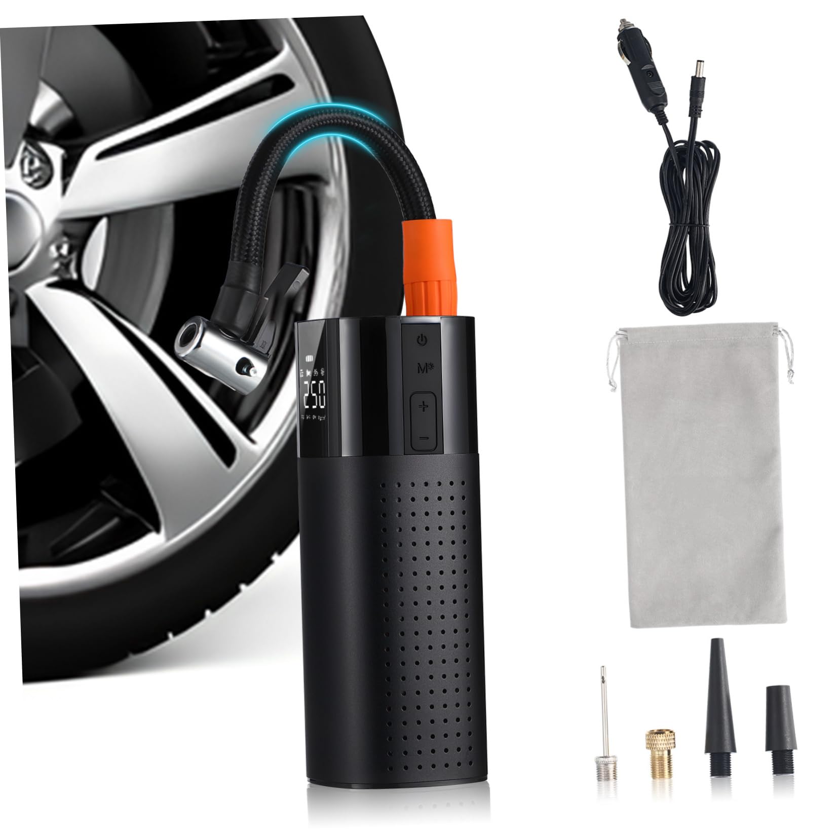Cabilock Compresor Material de Aleación de Aluminio y Abs de Aire Portátil con Apagado Automático Inflador Eléctrico de Tamaño Reducido para Neumáticos de Coche y Moto
