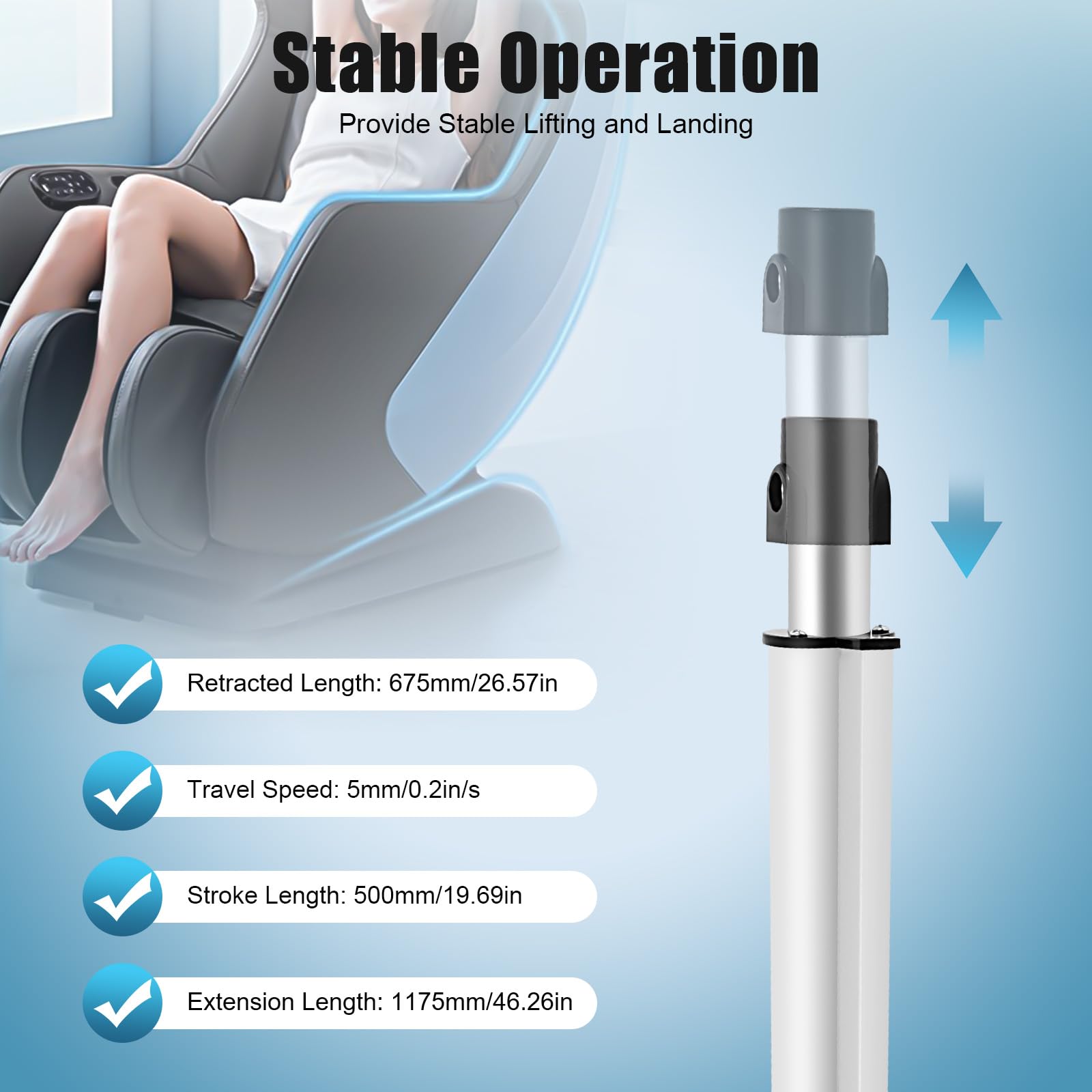 Linearantrieb, 6000N 500mm Hub max, Lineartechnik-Aktuatoren Linear Actuator für TV-Hubtische, Massagebetten, Autos Elektrischen Heckklappen, Elektrische Sofas, Automatische Türöffner