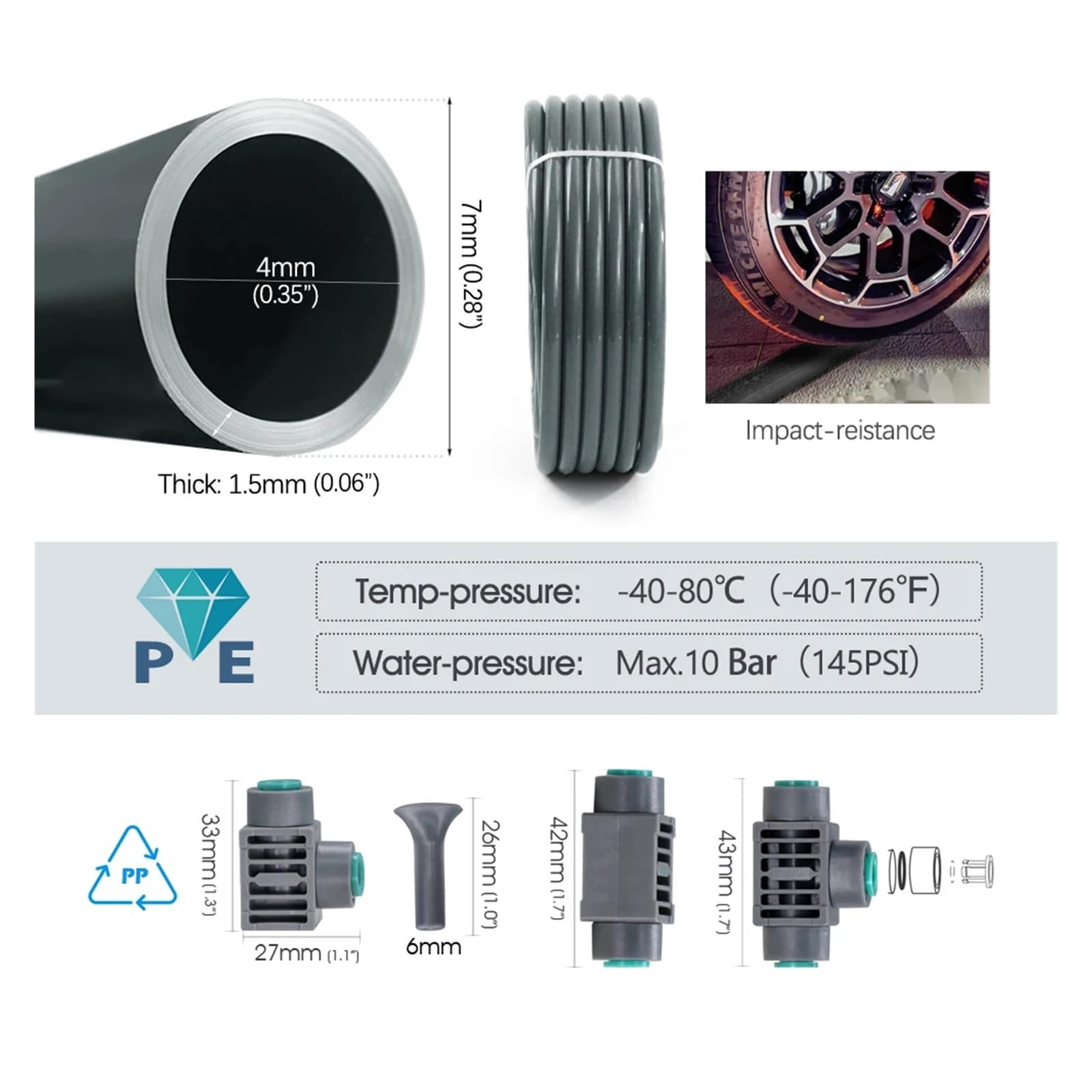 1/4 ''Flessibile regolazione rotativa a 360° Ugello in ottone Set di irrigazione Collegamento rapido Atomizzazione automatica Sistema di irrigazione del giardino(A-30m)