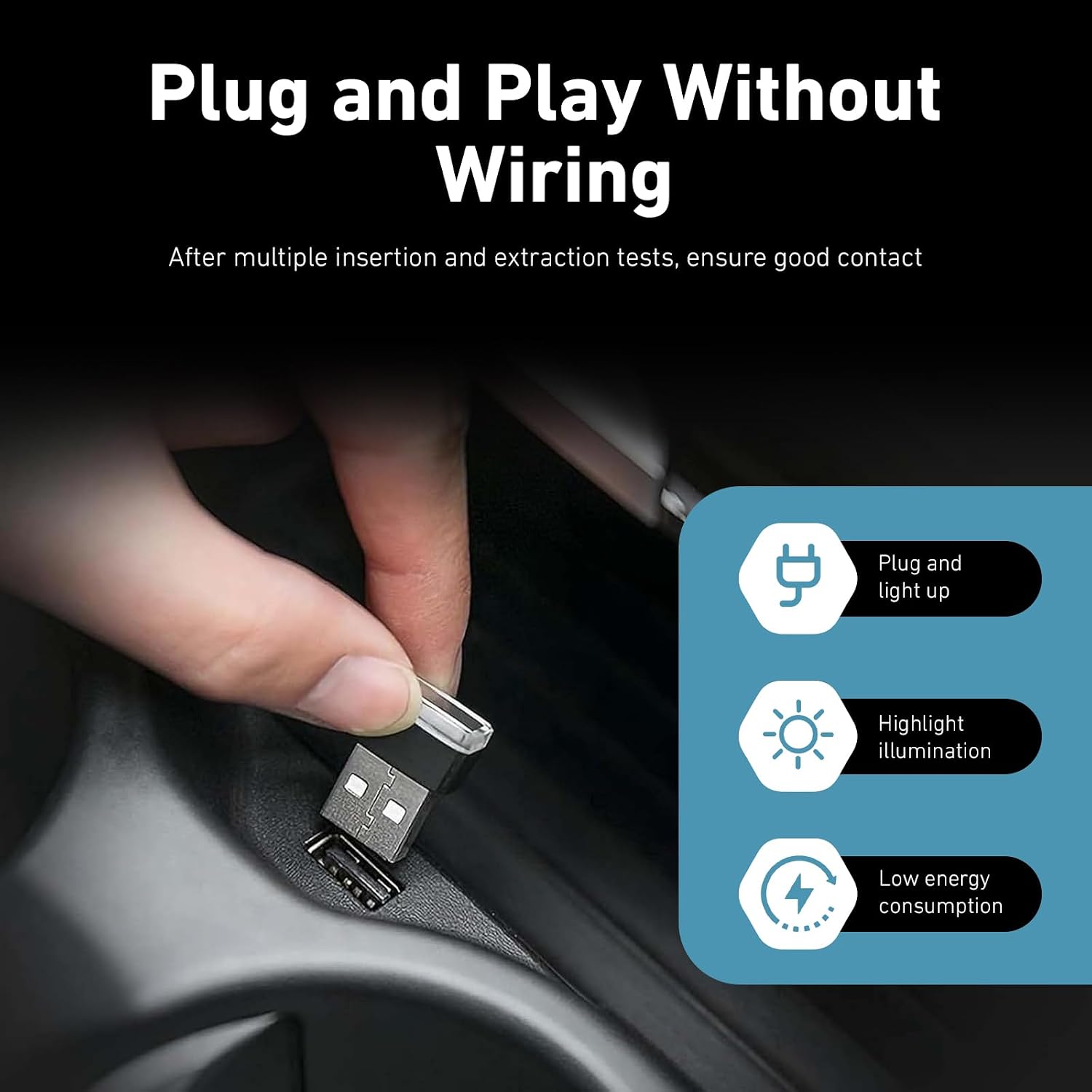 4 PCS USB LED Car Interior Atmosphere Lamp, Mini Plug-in USB Ambient Light, Portable Decor Night Light, Universal Car Interior Accessories for Most Vehicles (Red) image 4