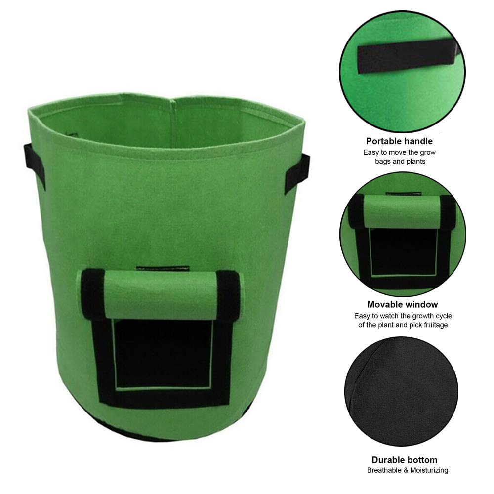 Bolsas de Cultivo de Patatas, 4 Paquetes de 7 galones, 10 galones, Bolsas de Cultivo de Tomates, macetas, Bolsas para Plantas, Bolsa de Cultivo de Verduras de jardín (7 GALLONS Green)