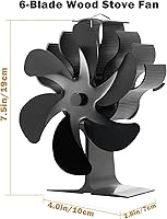 Vista 6 de ABUNRO Ventilador de estufa de leña de 6 cuchillas, ventilador de estufa de calor para estufa de leña, ventilador de calor, accesorios de estufa