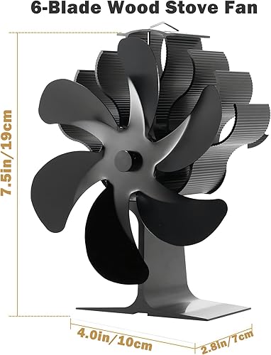 Miniatura 6 de ABUNRO Ventilador de estufa de leña de 6 cuchillas, ventilador de estufa de calor para estufa de leña, ventilador de calor, accesorios de estufa de