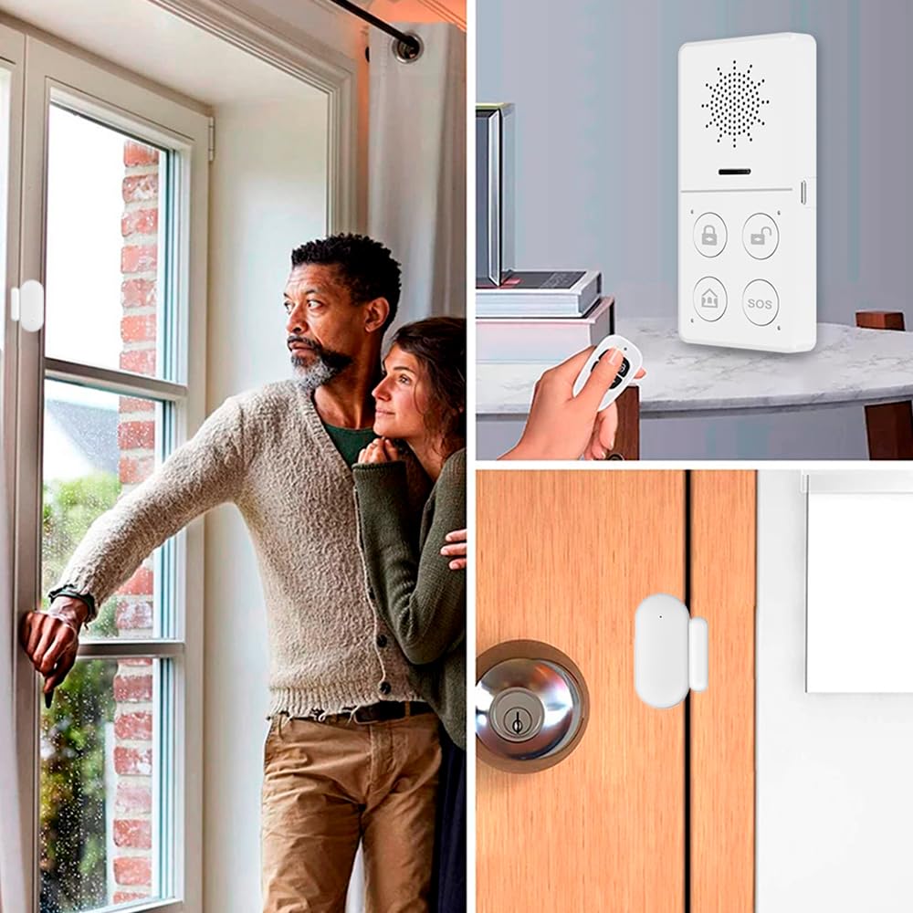 Kits de alarma antirrobo inteligente WiFi (anfitrión, sensores de puerta/movimiento, botón de emergencia SOS, timbre, control remoto), seguridad del hogar y automático, alarma antirrobo 130DB